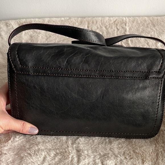 NWOT OrYanny Black Leather Handbag with Turn-lock closure. 10 L x 4 W x 6.5 H - Picture 7 of 16